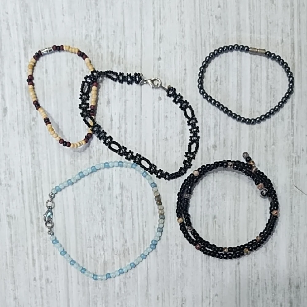 Set Of 9 Colorful Beaded And Metal Bracelets